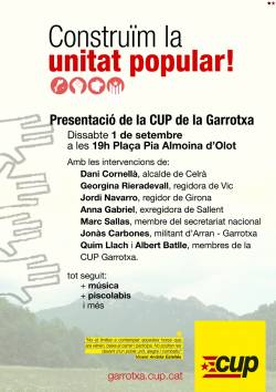 Cartell presentació CUP Garrotxa