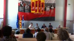 David Garrido, Adrià Martí, Jordi Sales, Martí Estruch i Pere Manzanares a l'acte d'homentage a Joan Fruster