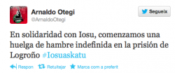 Otegi anunciant que s'afegeix a la vaga de fam