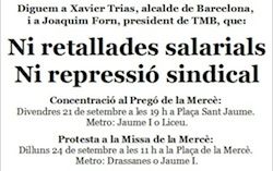 Full volant on es convoquen les protestes dels treballadors de TMB