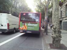 Un autobús de Barcelona anunciant la manifestació de l'Onze