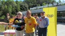 Els representants de la CUP a Calella, Francesc Riera i la CUP a Blanes Núria Llorens a la roda de premsa