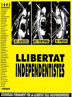 Cartell de l'Assemblea Permanent per la llibertat dels independentistes de Girona, per a la campanya prèvia als judicis, 1995 AUTOR: MARCEL DALMAU