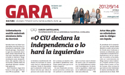 L'entrevista a Carles Castellanos obre la portada del Gara d'aquest divendres