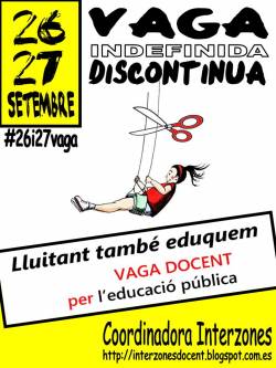 Cartell vaga d'ensenyament indefinida 26 i 27 de setembre