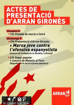 Cartell de l'acte de presentació d'Arran al Gironès
