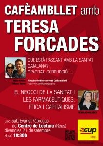 Cartell de la xerrada Cafè amb llet  i Teresa Forcades