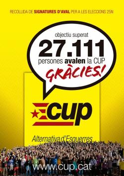 La CUP ha triplicat el nombre d'avals que necessitava per presentar-se