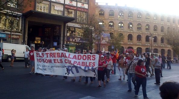 Pancarta dels treballadors de RTVV