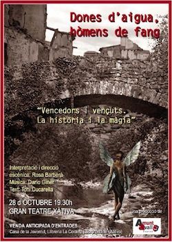 Cartell que anuncia l'estrena de l'obra "Dones d?aigua, hòmens de fang"