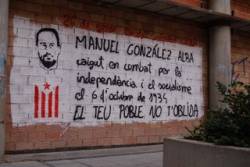 Mural realitzat a Valls en record de Manuel Gonzàlez Alba, militant del Partit Català Proletari (PCP) mort durant el 6 d'Octubre