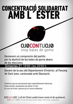 La concentració de dimecres en suport a l'Ester tindrà lloc davant d'Interior