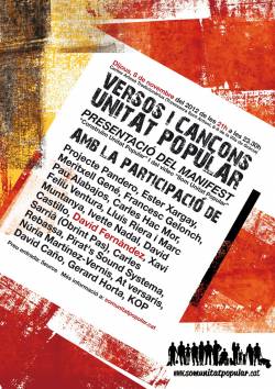 Cartell de l'acte "Versos i cançons per la Unitat Popular"