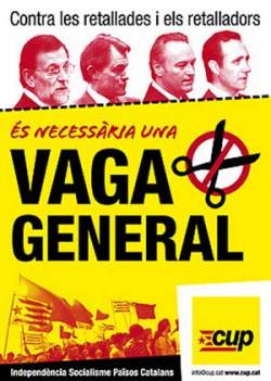 Cartell de la CUP per la vaga general