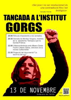 Cartell de la tancada a l'Institut Gorgs