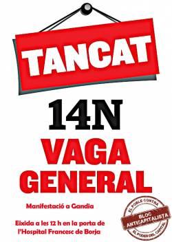 CARTELL 14N-BLOC ANTICAPITALISTA GANDIA