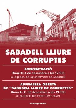 Assemblea oberta de "Sabadell lliure de corruptes" aquest dimarts