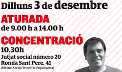 Part del cartell de la COS on s'anuncia les accions per la readmissió d'Andreu de Cabo