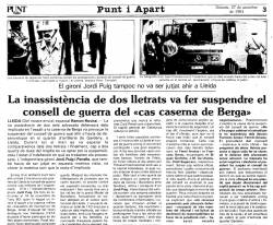 Notícia sobre el judici "Cas caserna de Berga"