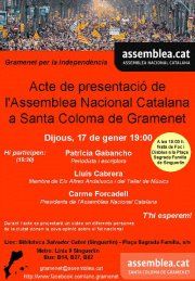 cartell de l'acte de presentació de l'ANC a Santa Coloma de Gramenet