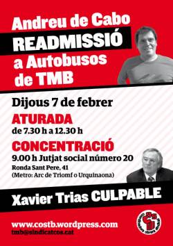 Cartell en suport a l'Andreu de Cabo