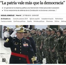 El general Juan Antonio Chicharro, conegut recentment per les seves declaracions de signe colpista i amenaçadores adreçades a Catalunya i el procés independentista.