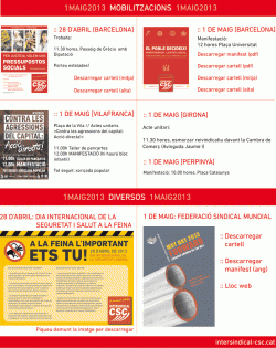 Cartell Actes del 1r de Maig  de la Intersincal (CSC)
