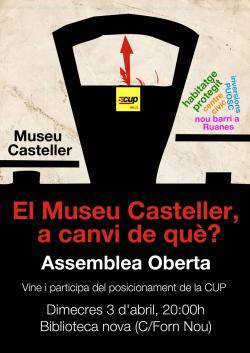 Cartell de l'Assemblea Oberta per parlar del museu casteller de Valls