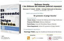 Cartell de la presentació del llibre "Et presento el jutge Garzón"