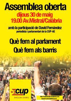 Cartell on s'anuncia l'Assemblea Oberta de l'Eixample Esquerra de Barcelona