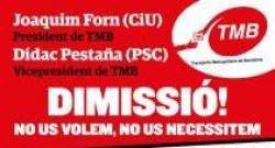 Cartell on es demana la dimissió dels dos directius den TMB