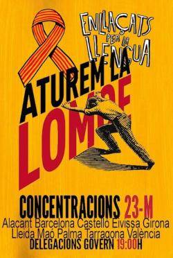 Cartell on s'especifiquen les diverses concentracions arreu del territori contra la llei wert