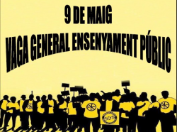 cartell convocatòria de mobilitzacions en la vaga general d'ensenyament del 9 de maig