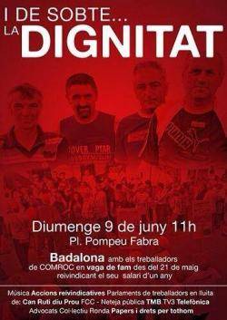 Cartell de solidaritat amb els treballadors en vaga de fam