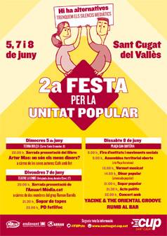 Cartell de 2a Festa de la Unitat Popular a Sant Cugat del Vallés