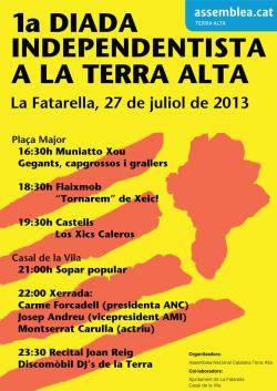 Cartell de la 1a Diada independentista a la Terra Alta