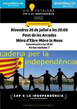 Cartell per la cadena humana entre Móra d'Ebre i Móra la Nova