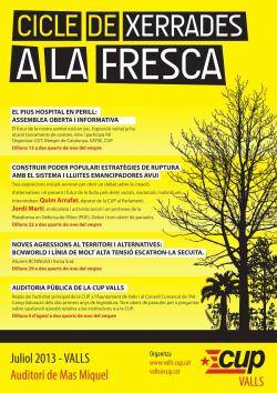 Cartell del cicle de xerrades a la fresca cada dilluns a Valls