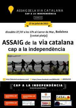 Cartell convocant l'assaig de la cadena humana a Badalona