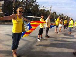 Moment de la cadena humana a Badalona, el passat setembre. FOTO: bdnxind.wordpress.com