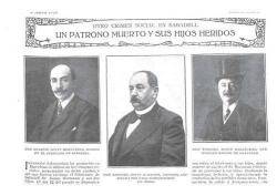 Noticia de l'assassinat. Al mig l'empresari mort Théodore Jenny Hermann. A l'esquerra i a la dreta els seus fills Eugenio i Teodoro respectivament