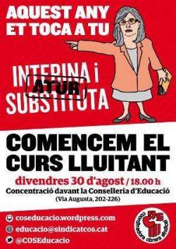 La COS convoca una concentració contra la precarietat i la mercantilització a l?ensenyament públic
