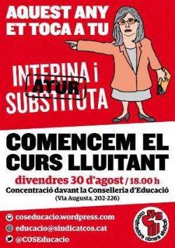 La COS convoca una concentració contra la precarietat i la mercantilització a l?ensenyament públic