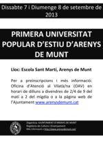 Primera Universitat Popular d?Estiu a Arenys de Munt