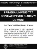 Convocatòria de la 1a Universitat Popular d'Estiu
