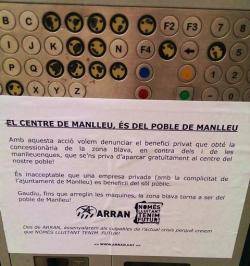 Acció d'Arran Osona contra els parquímetres de Manlleu