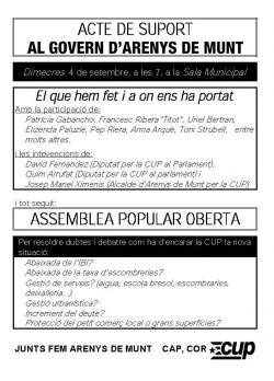 Cartell de l'acte polític de suport al govern municipal