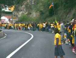 Moment de la cadena humana al Pertús