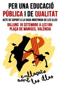 Cartell del Comitè de Suport del País Valencià amb els docents de les Illes