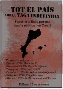 Cartell del SEPC on s'indica els indrets de les mobilitzacions